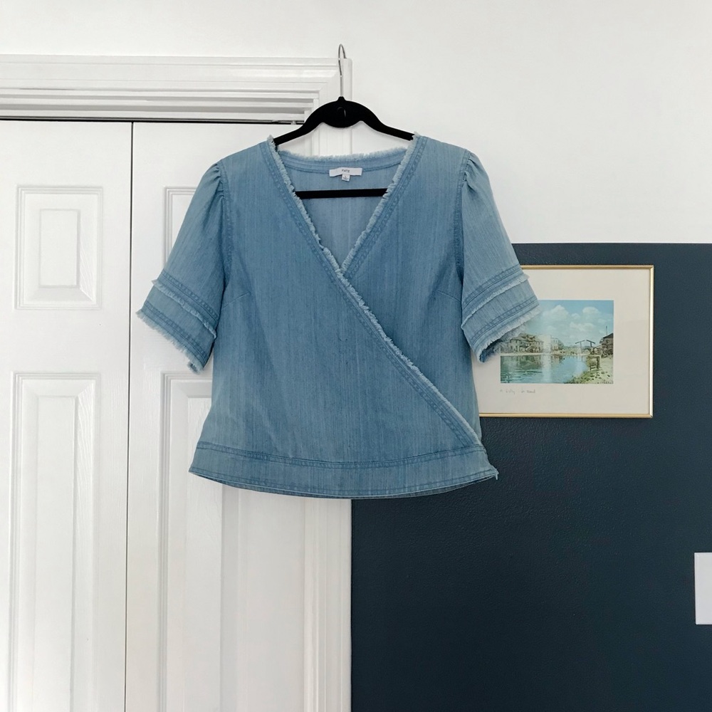 DONATED FATE Denim Wrap Blouse